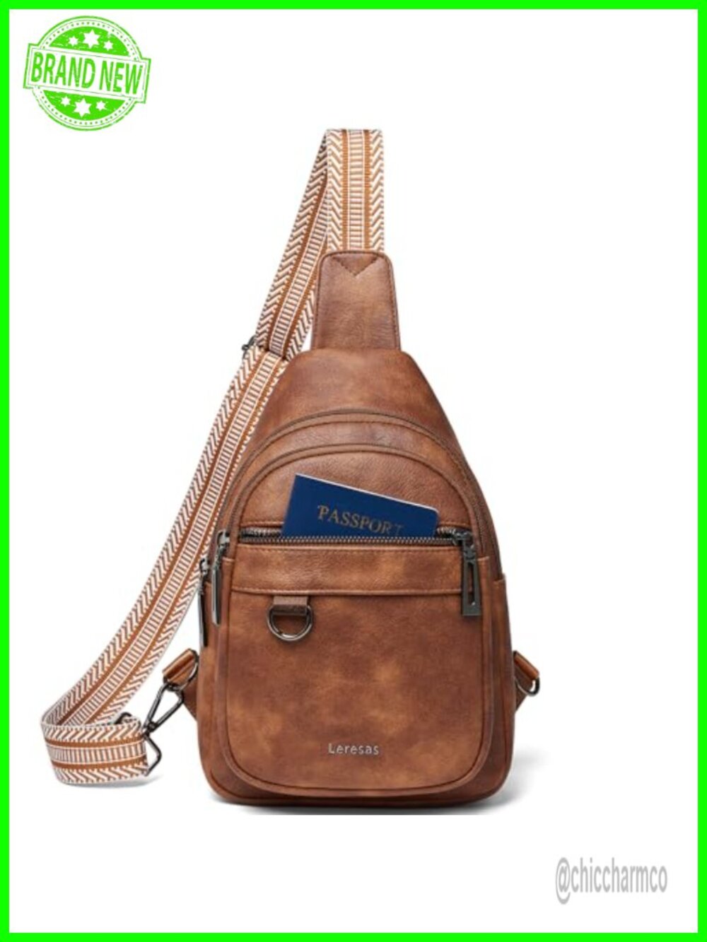 Vegan Leather Sling Bag Crossbody Fanny Pack Anti Theft Travel Purse